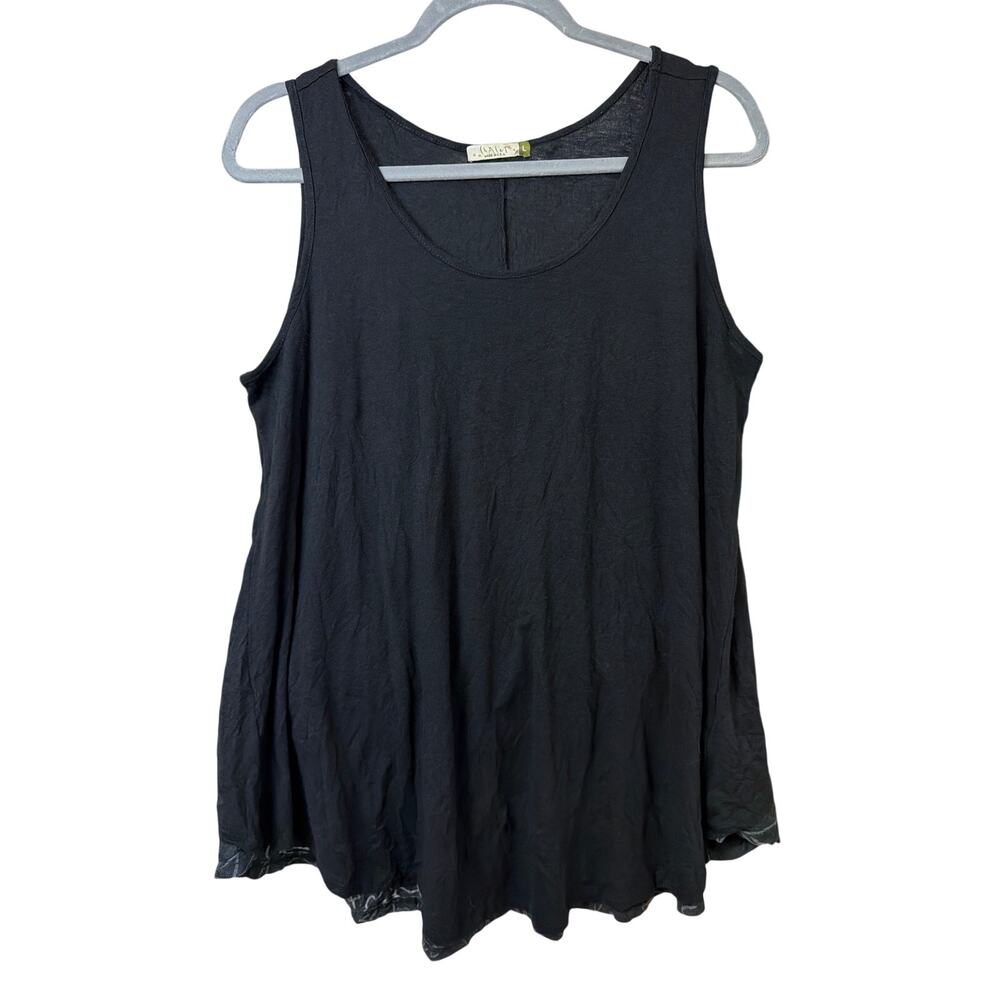Chalet Black Sleeveless Scoop Neck Polyester Blend Top Size L
